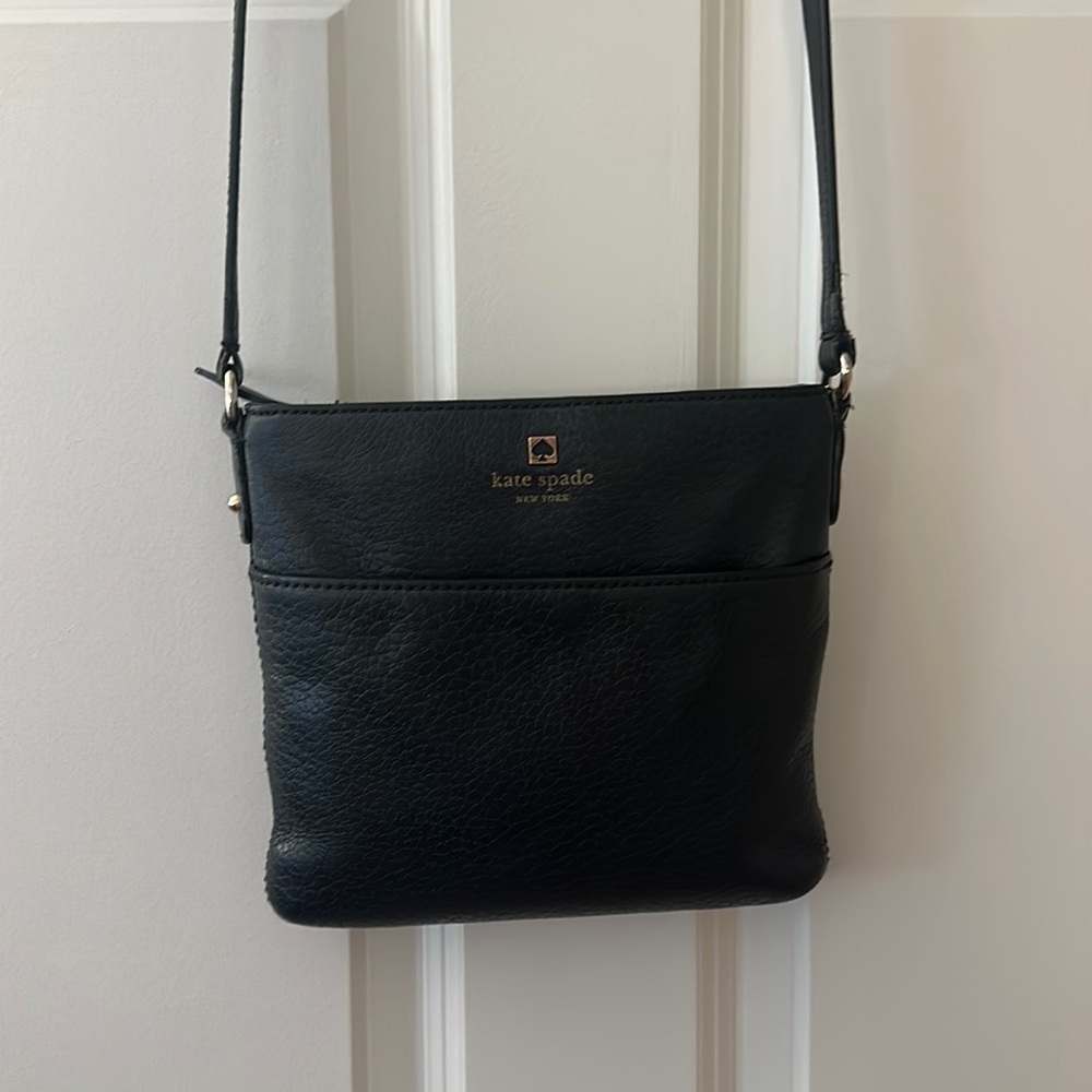 Kate Spade Crossbody Purse/Messenger Bag; Black Leather